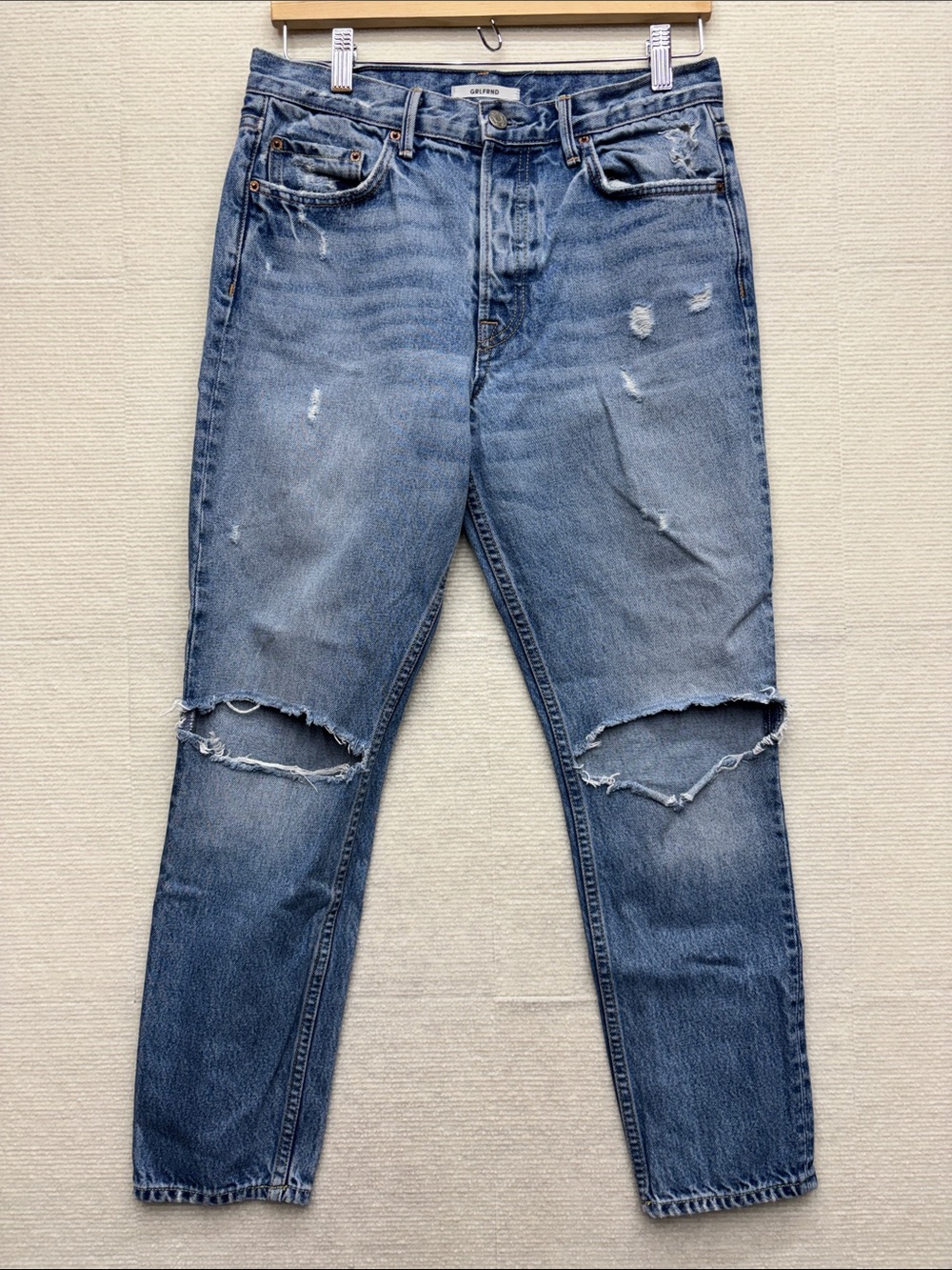 GRLFRND | Karolina 28 Distressed Blue Denim Jeans